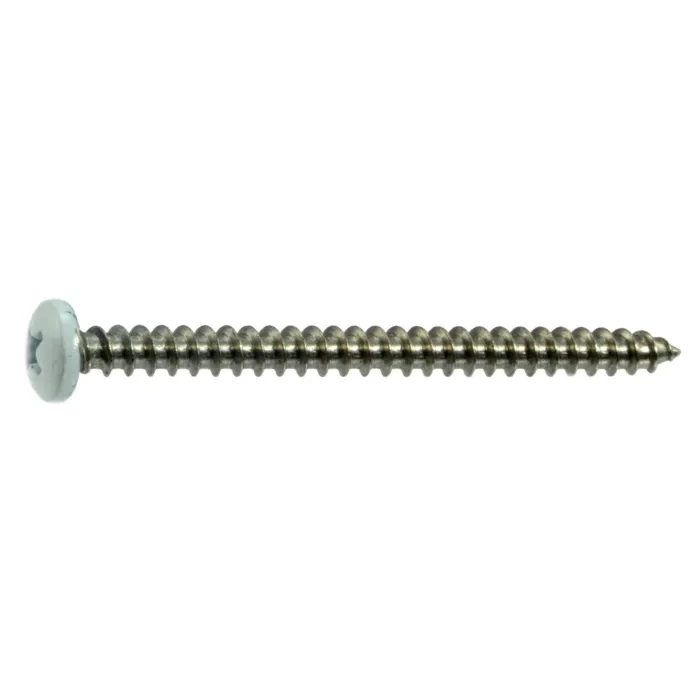 #10 x 2-1/2" Phillips Pan Head, Sheet Metal Screw, Stainless Steel, White 