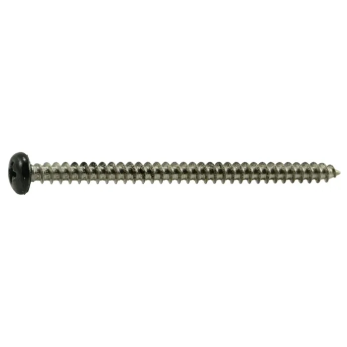 #10 x 3" Phillips Pan Head, Sheet Metal Screw, Stainless Steel, Black 