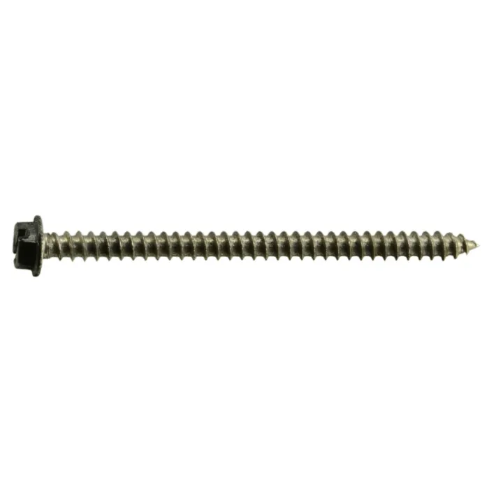 #8 x 2-1/2" Slotted Hex Head, Sheet Metal Screw, Stainless Steel, Black 