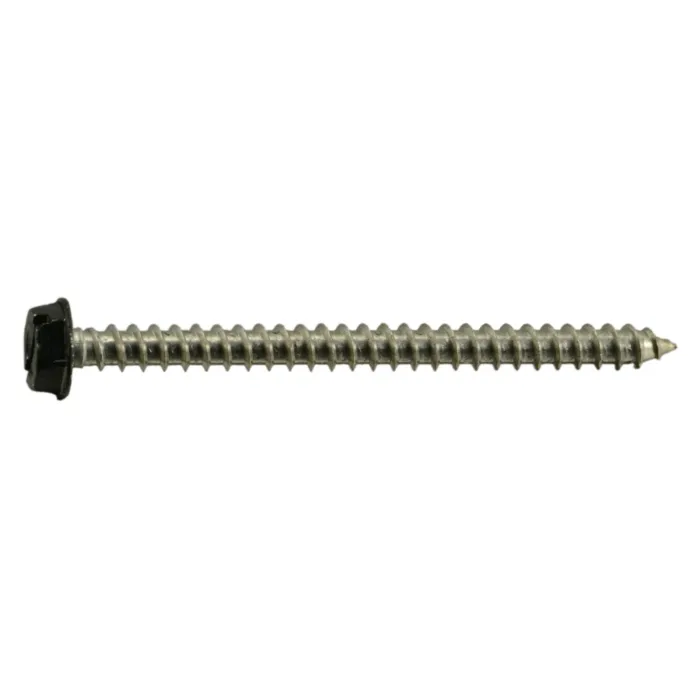 #10 x 2-1/2" Slotted Hex Head, Sheet Metal Screw, Stainless Steel, Black 