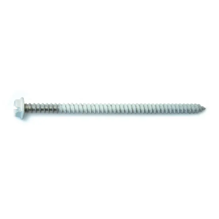 #8 x 3" Slotted Hex Head, Sheet Metal Screw, Stainless Steel, White 