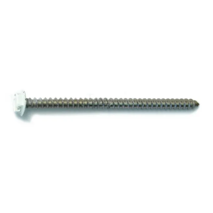 #10 x 3" Slotted Hex Head, Sheet Metal Screw, Stainless Steel, White 