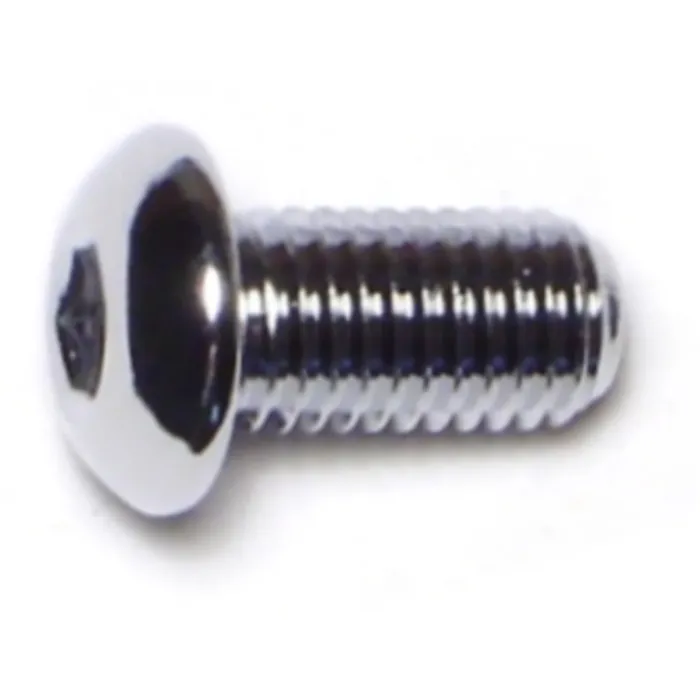 1/4"-28 x 1/2" Button Head Cap Screw, Fine Thread, Chrome
