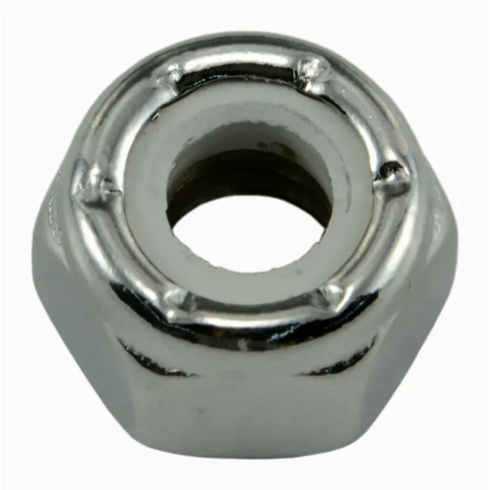 1/4"-20 Nylon Lock Nut Coarse Thread, Chrome   