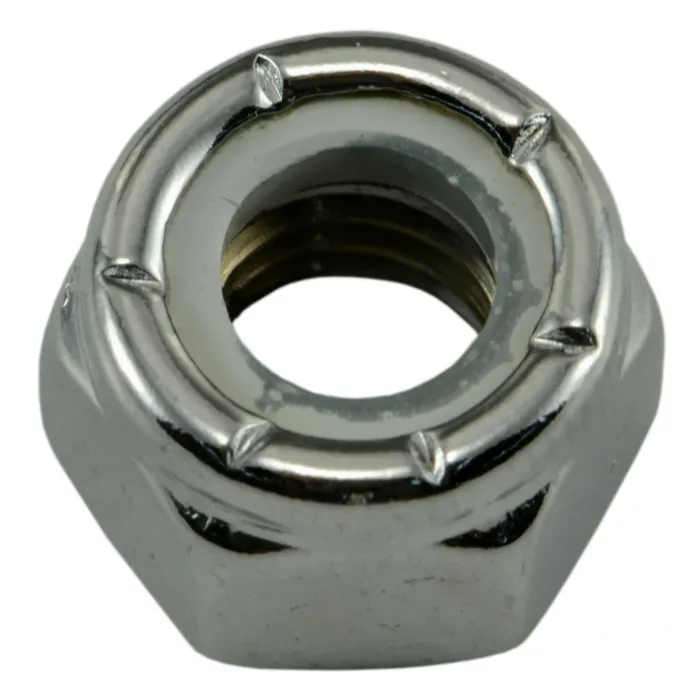 5/16"-18 Nylon Lock Nut Coarse Thread, Chrome   