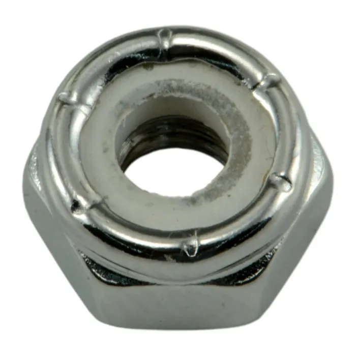 10-32 Nylon Lock Nut Fine Thread, Chrome   