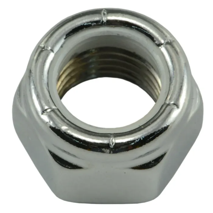 7/16"-20 Nylon Lock Nut Fine Thread, Chrome   