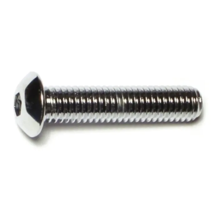3/8"-16 x 1-3/4" Button Head Cap Screw, Coarse Thread, Chrome