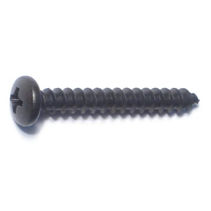 #10 x 1-1/2" Phillips Pan Head, Sheet Metal Screw, Zinc, Black 