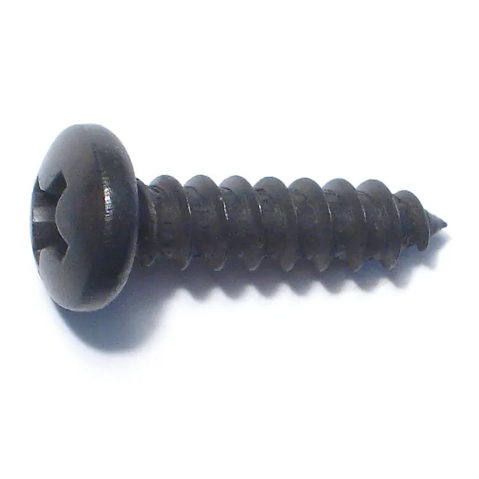 #14 x 1" Phillips Pan Head, Sheet Metal Screw, Zinc, Black 