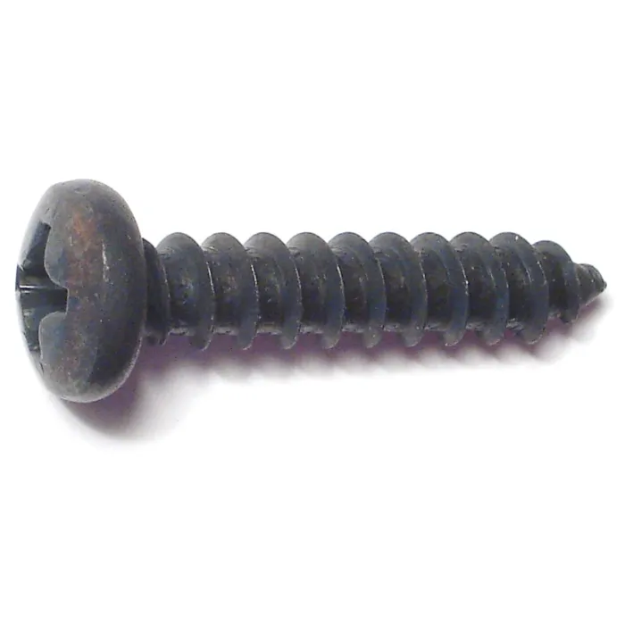 #14 x 1-1/4" Phillips Pan Head, Sheet Metal Screw, Zinc, Black 