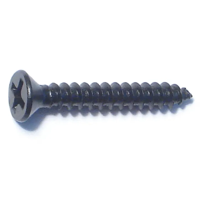 #6 x 1" Phillips Flat Head, Sheet Metal Screw, Zinc, Black 