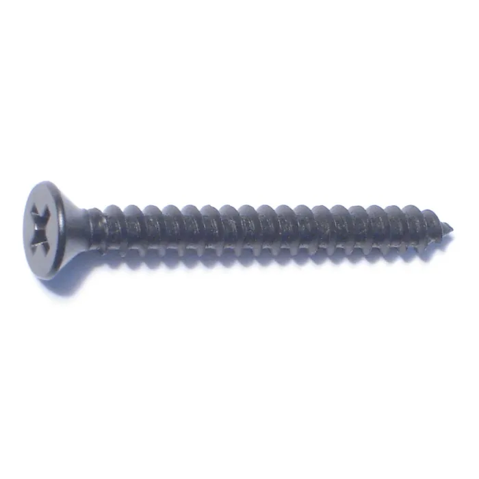 #8 x 1-1/2" Phillips Flat Head, Sheet Metal Screw, Zinc, Black 