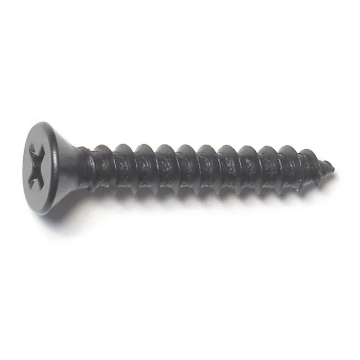 #10 x 1-1/4" Phillips Flat Head, Sheet Metal Screw, Zinc, Black 