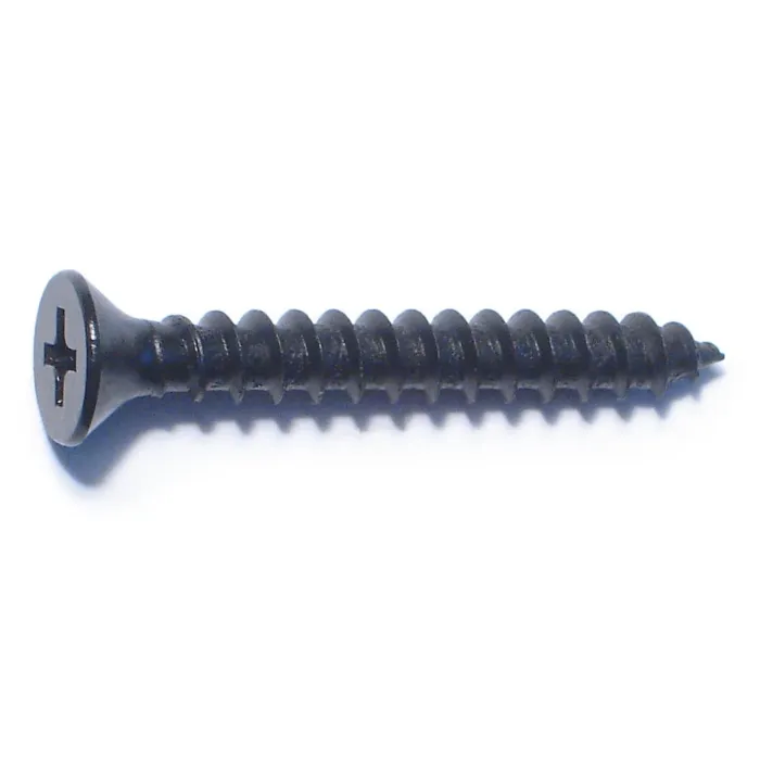 #10 x 1-1/2" Phillips Flat Head, Sheet Metal Screw, Zinc, Black 