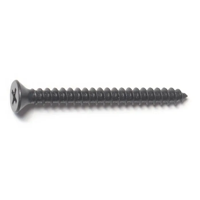 #10 x 2" Phillips Flat Head, Sheet Metal Screw, Zinc, Black 