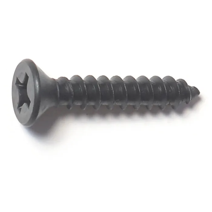 #12 x 1-1/4" Phillips Flat Head, Sheet Metal Screw, Zinc, Black 