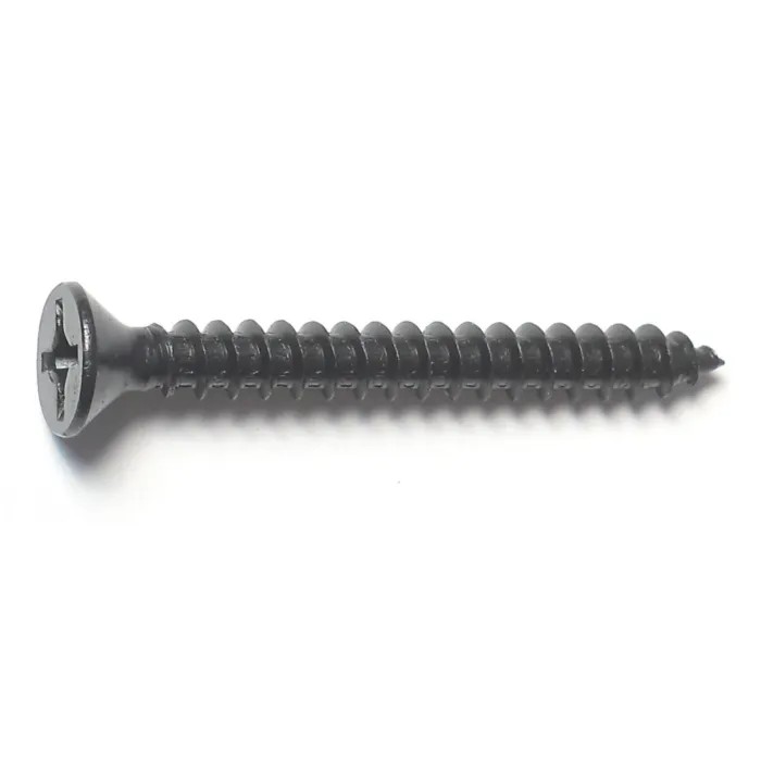 #12 x 2" Phillips Flat Head, Sheet Metal Screw, Zinc, Black 
