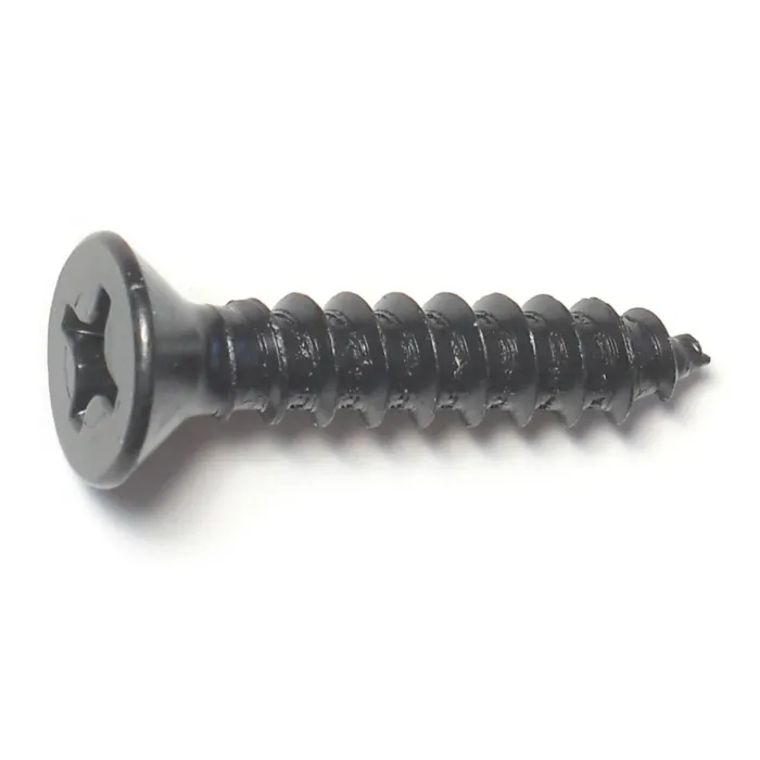 #14 x 1-1/4" Phillips Flat Head, Sheet Metal Screw, Zinc, Black 