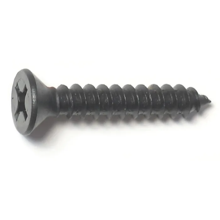 #14 x 1-1/2" Phillips Flat Head, Sheet Metal Screw, Zinc, Black 