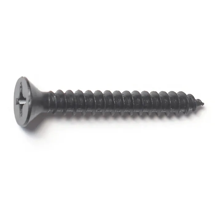 #14 x 2" Phillips Flat Head, Sheet Metal Screw, Zinc, Black 