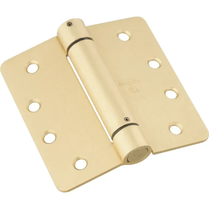National 4 In. 1/4 In. Radius Brass Spring Door Hinge