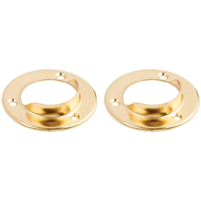 National 1-3/8 In. Steel Closet Rod Socket, Satin Brass (2-Pack)