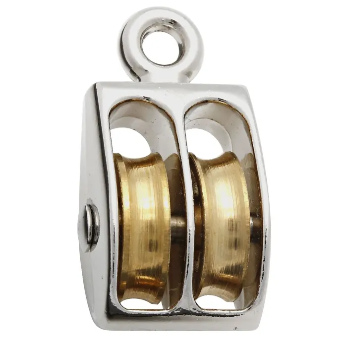 National Hardware Pulley, 1/4 in Rope, 30 lb Working Load, 1 in Sheave, Swivel Eye Attachment, Nickel