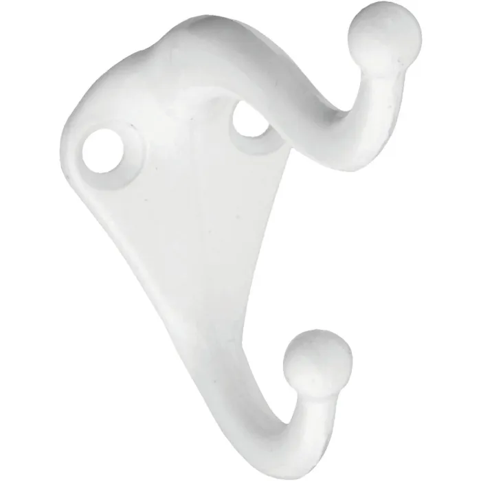 National White Coat & Hat Wardrobe Hook, 2 per Card
