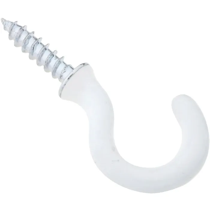 National Hardware Cup Hook (White Vinyl Coated - 5 pk) 1-1/8 in.
