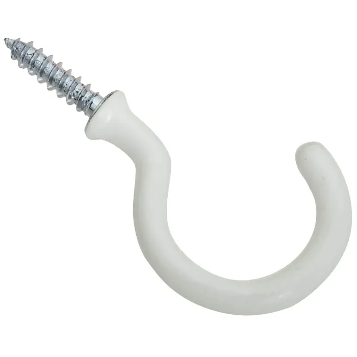 National Hardware Cup Hook (White Vinyl Coated - 2 pk) 2 in.