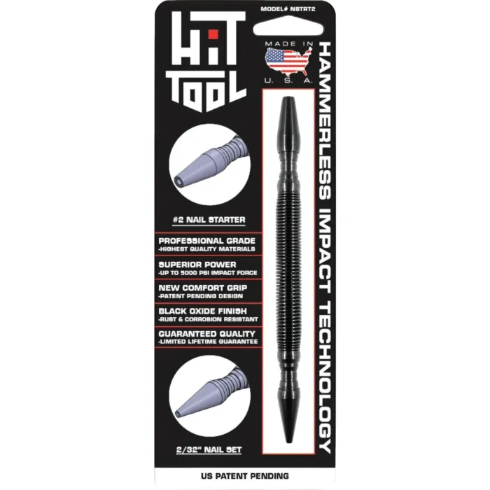 HIT Tool 2/32 In. x 7 In. HSS Steel Hammerless Spring Loaded Nail Starter & Nail Set
