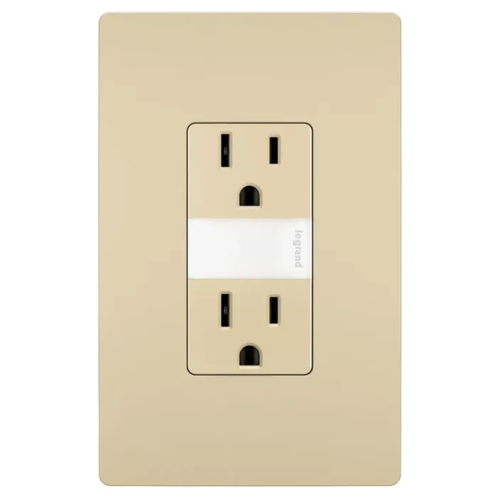 Pass & Seymour radiant® 15A Tamper-Resistant Outlet with Night Light, Ivory