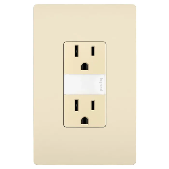 Pass & Seymour radiant® 15A Tamper-Resistant Outlet with Night Light, Light Almond