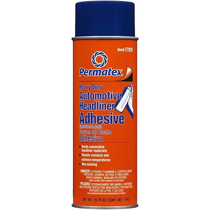 Permatex 27828 Headliner and Carpet Adhesive, Liquid, Solvent, Amber, 20 oz Aerosol Can