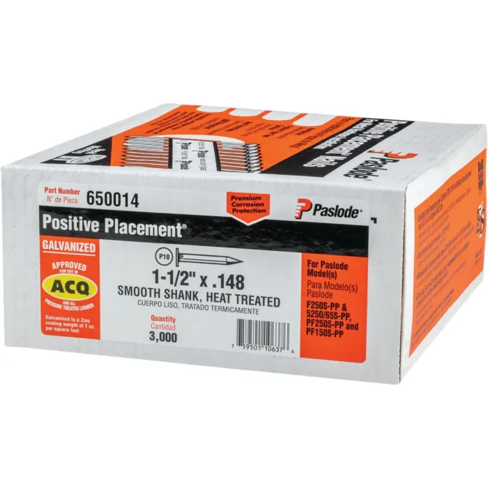 Paslode 1-1/2 In. x 0.148 In. Paper Tape Smooth Shank Heat Treated Mechanical Galvanized Metal Connector Nail (3000-Count)