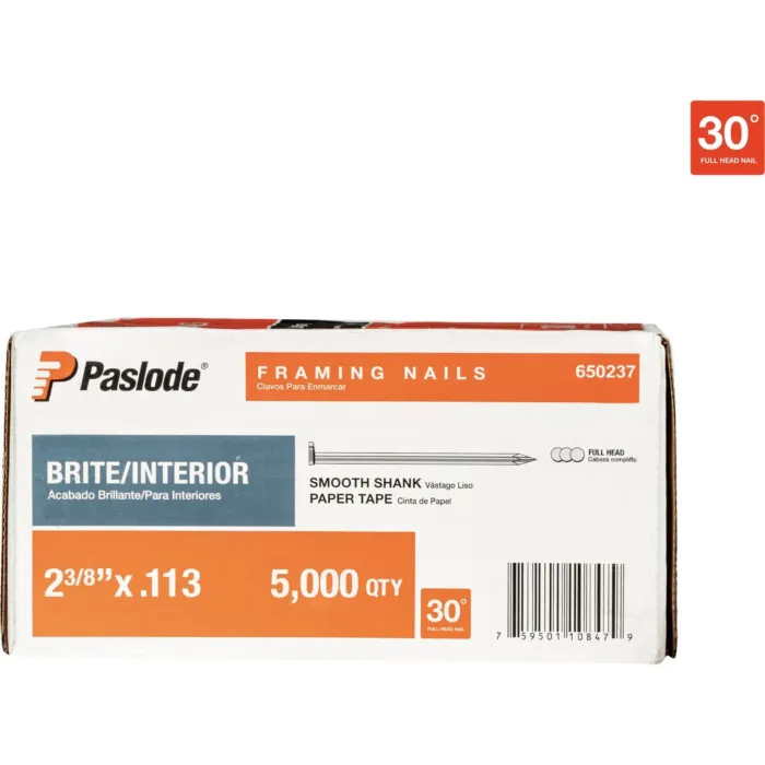 Paslode 2-3/8 In. x 0.113 In. 30 Deg. Paper Tape Roundrive Collated Framing Nails (5000-Count)