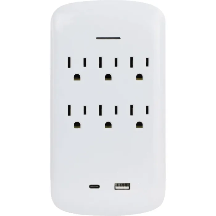 Prime 15A Wire & Cable 6-Outlet Surge Tap w/ USB-A & USB-C