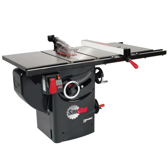 SawStop ASSEMBLY: 3HP Professional Cabinet Saw with 30” Premium fence system, rails & extension table
