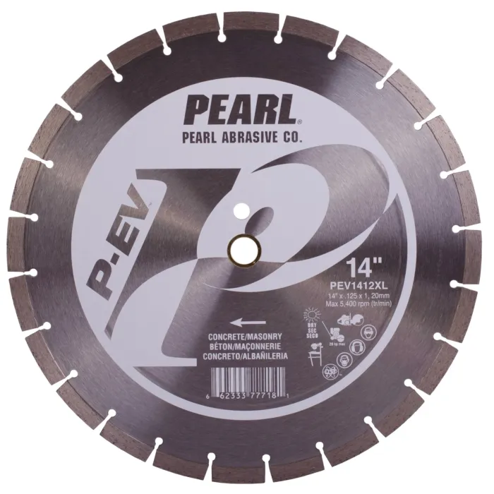 Pearl Abrasives P-EV™ Segmented Blades for Concrete and Masonry 14" x .125 x 1, 20mm PEV1412XL