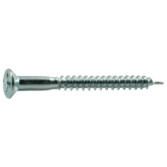 #8 x 1-3/4" Phillips Flat Head, Wood Screw, Zinc 