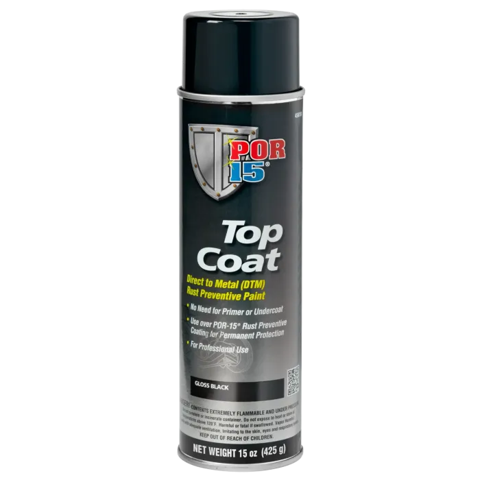 POR-15® 45818 15 oz Aerosol Gloss BlackLiquid Rust Preventive Top Coat DTM Paint