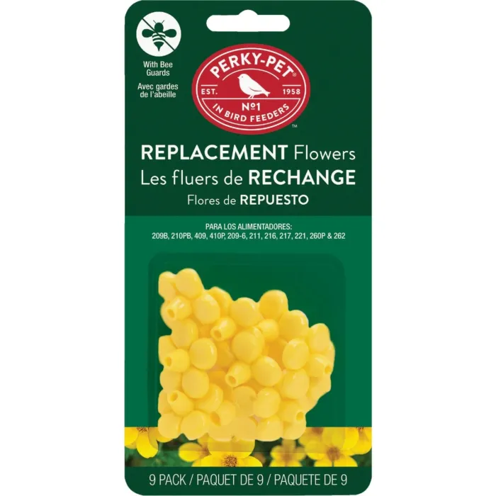 Perky-Pet Plastic Replacement Hummingbird Flower (Yellow - 9pk)