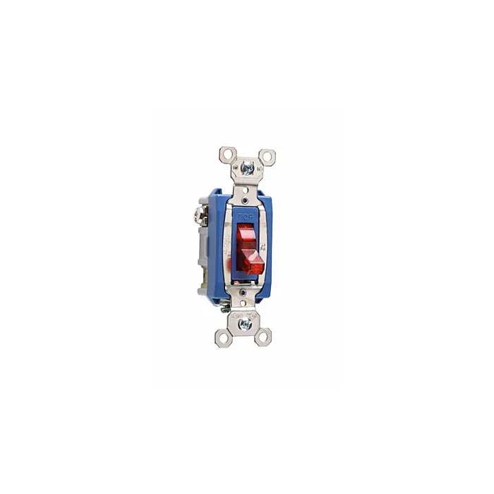 Pass & Seymour Industrial Extra Heavy Duty Specification Grade Switch, Lighted When On, Back and Side Wire, Red