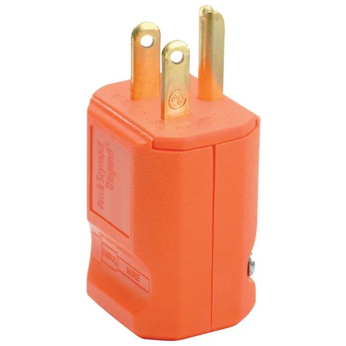 Pass & Seymour PS5965OCC20 Electrical Plug, Straight Blade, 15 A, 125 V, NEMA: NEMA 5-15P, Orange