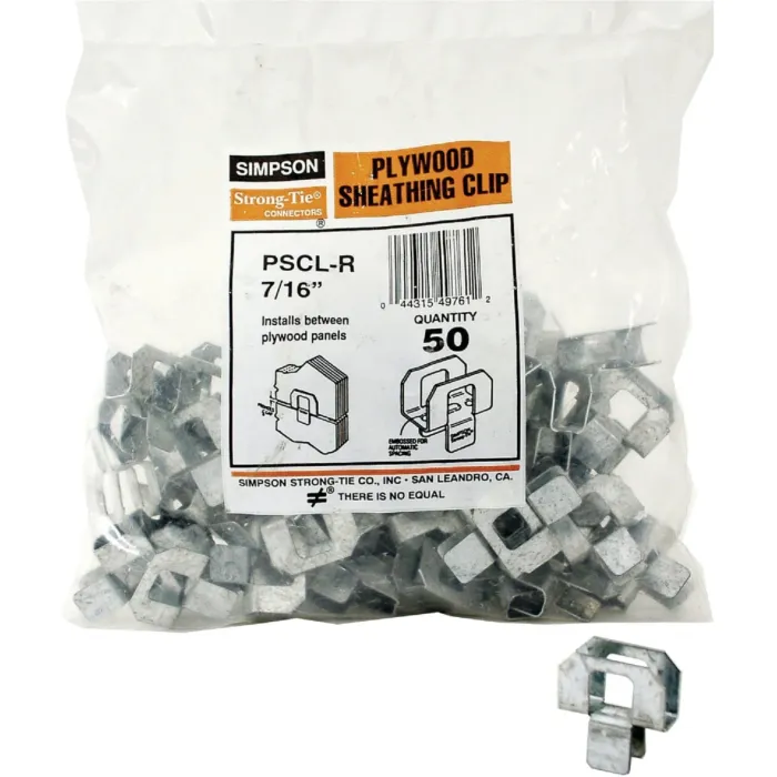Simpson Strong-Tie 7/16 In. 20 ga Galvanized Steel Plywood Clip (50-Pack)