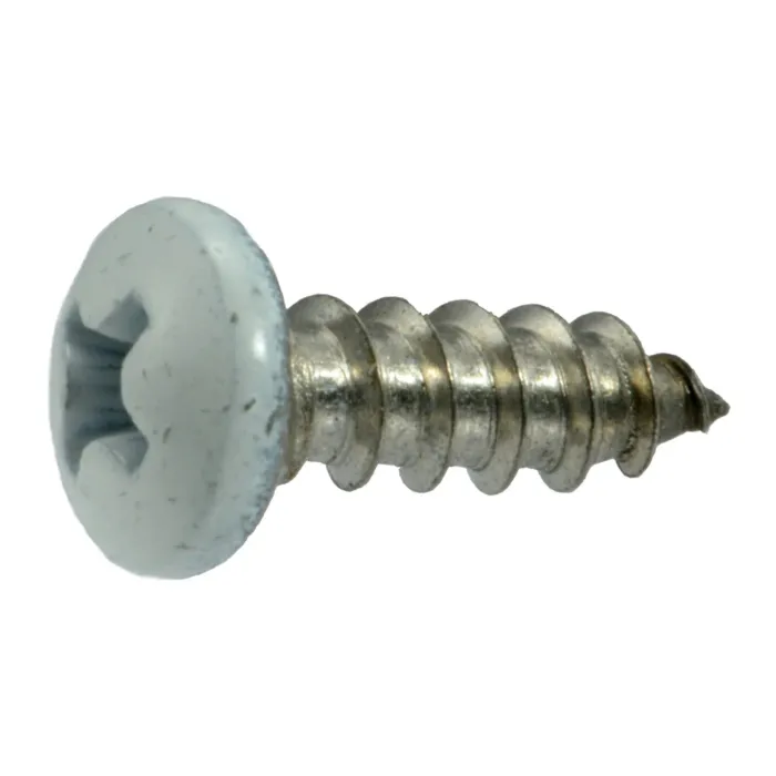 #8 x 1/2" Phillips Pan Head, Sheet Metal Screw, Stainless Steel, White 
