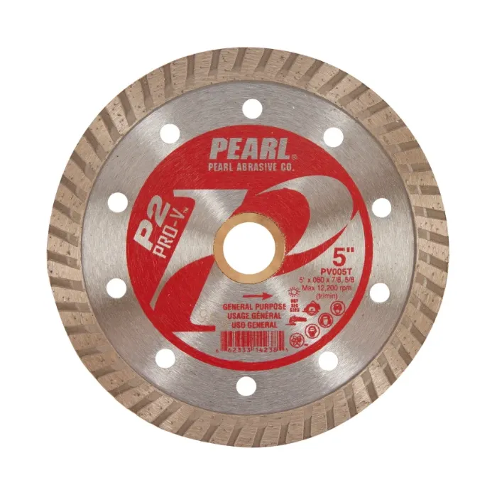 Pearl Abrasives P2™ Pro-V Turbo Blades - 5 x .080 x 7/8, 5/8 Pearl P2 Pro-V™ Gen. Purpose Flat Core Turbo Blade, 10mm Rim