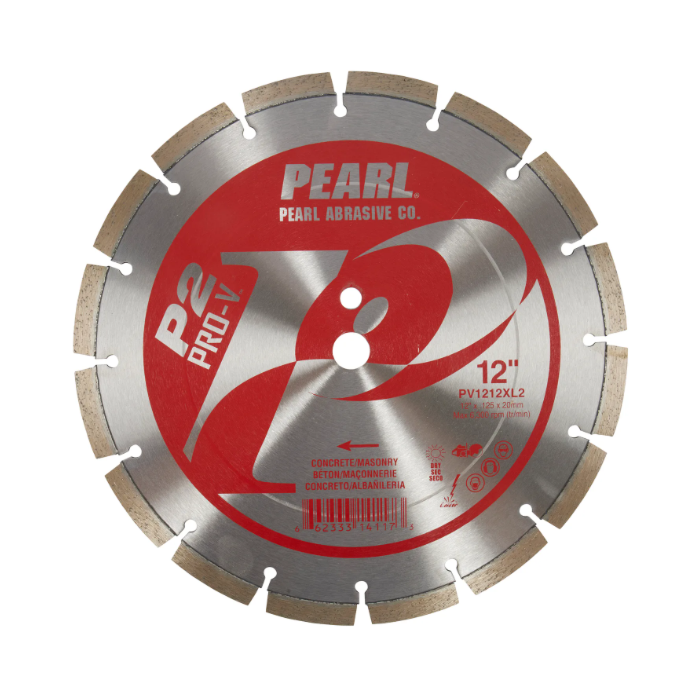 Pearl Abrasives P2™ Pro-V™ Concrete and Masonry Dry - 12 x .125 x 20mm Pearl P2 Pro-V™ Concrete & Mansory Blade, 12mm Rim