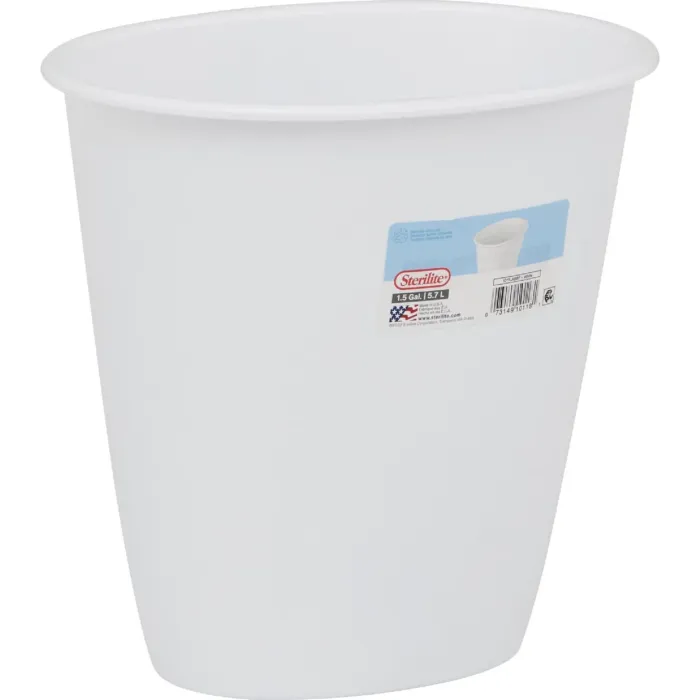 Rubbermaid Sterilite 1.5 Gal. White Oval Vanity Wastebasket